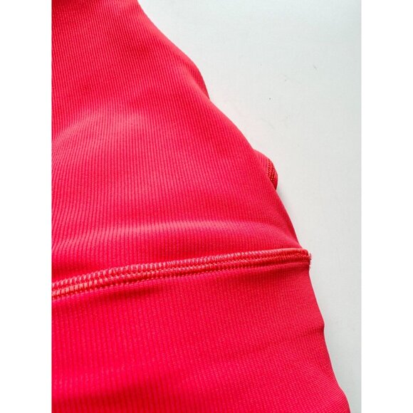 LULULEMON Carnation Red Ribbed Energy High-Neck Long Line Sports Bra, Size 6 - Picture 5 of 9